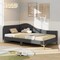 Full/Twin Size Rivet-Tufted Platform Bed with Metal Legs and Wood Slats-Full Size